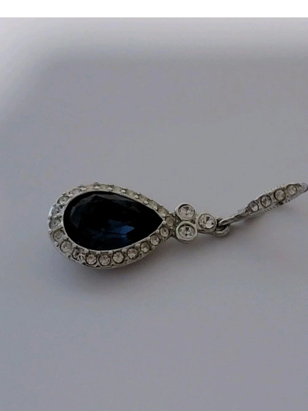 Givenchy Silver-Tone Earrings with Deep Blue Teardrop Crystals